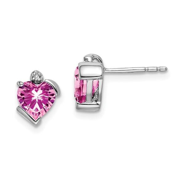 14k White Gold Created Pink Sapphire & Diamond Heart Earrings,All Products : American Fashion Style Bags On Sale